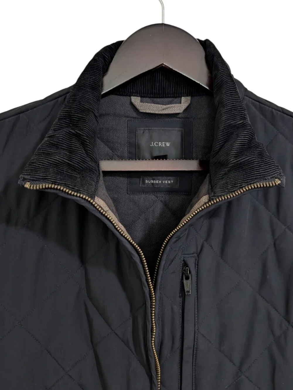 J.Crew Men’s Sussex Quilted Vest PrimaLoft Black Size M Style AQ430